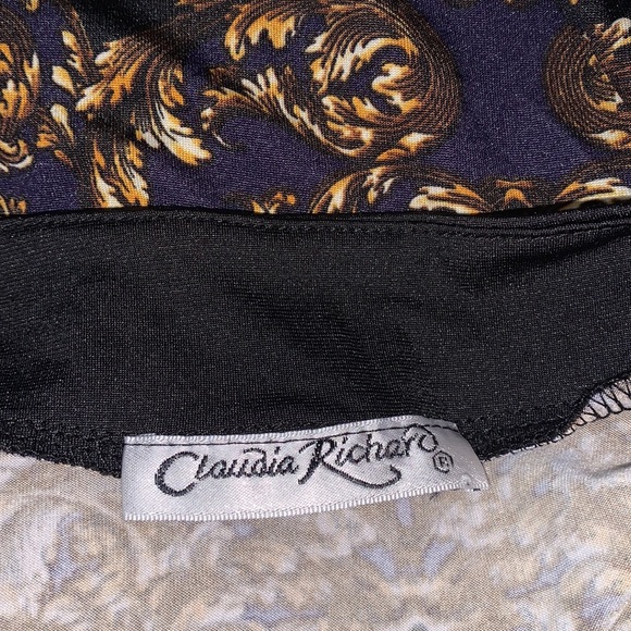 VTG Gold Leaf Swirl Patterned Sleeveless Peplum Blouse Flowy - Picture 5 of 5